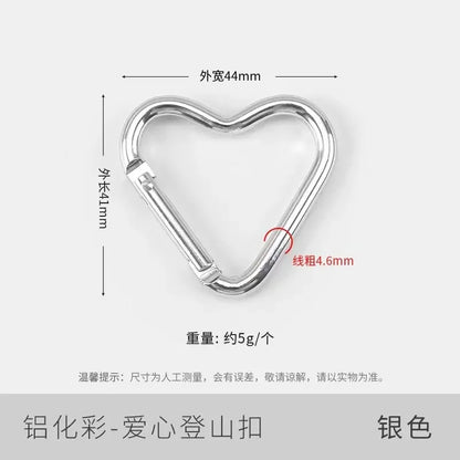 5pcs Aluminum Alloy Colorful Heart Spring Clasps  Carabiner Keychain Clips Hook Dog Chain Diy Jewelry Buckle Connector Supplies