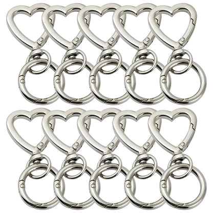 5/10/20/40 Sets Double Opening Swivel Keychain Clips Heart Spring Clasp Hooks Snap Rings for Lanyards Crafts Camping Hiking Gift