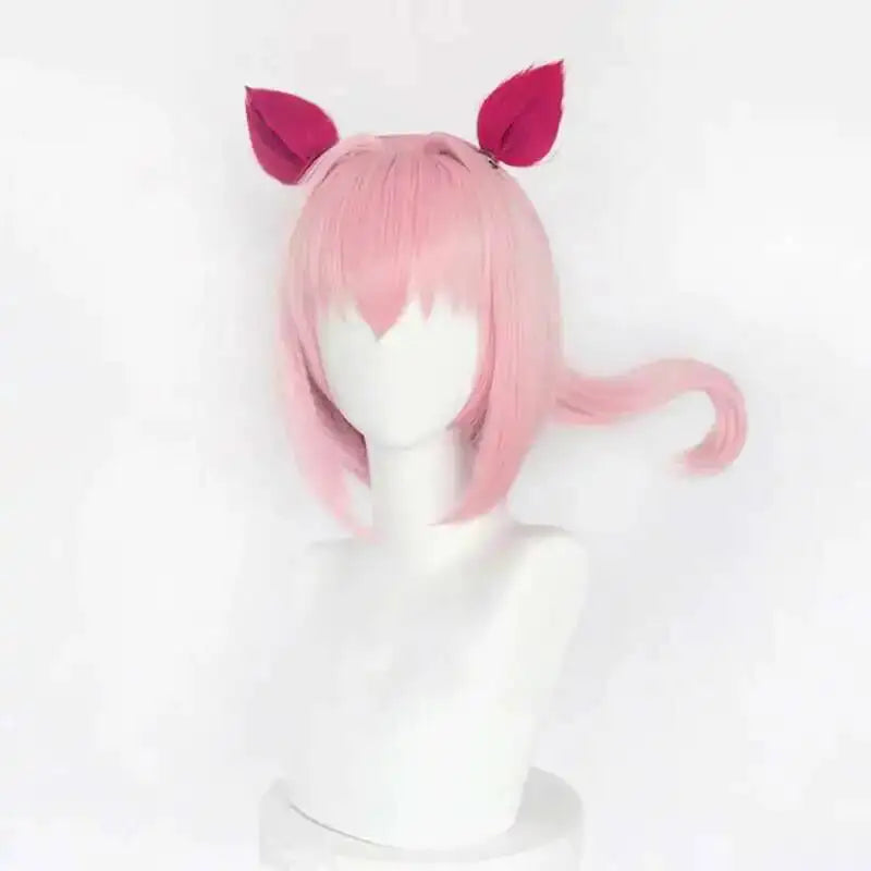 Uma Musume Haru Urara Cosplay Wig Uma Musume Pretty Derby Pink Ponytail Wig Heat Resistant Synthetic Hair Halloween Party