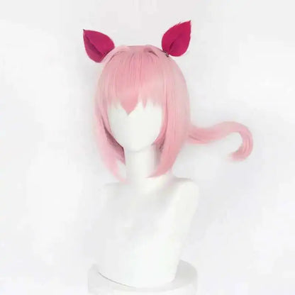 Uma Musume Haru Urara Cosplay Wig Uma Musume Pretty Derby Pink Ponytail Wig Heat Resistant Synthetic Hair Halloween Party
