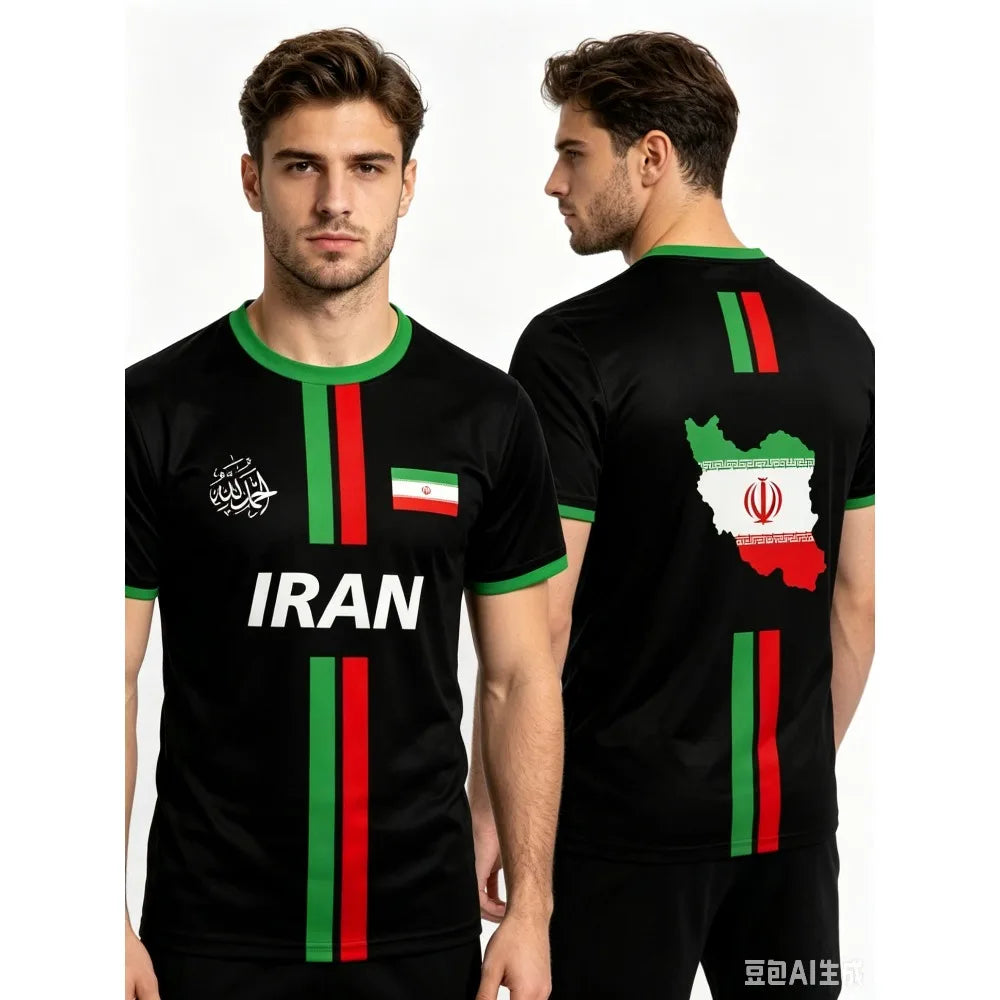 2026 Summer New IRAN Football Jersey Men's Sports T-shirt Iranians Flag Street Soccer Jerseys Casual Breathable Graphic T Shirts