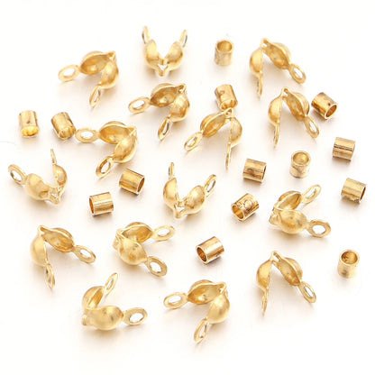 40-200pcs Stainless Steel Connector Clasp Crimp End Beads Jewelry Kit DIY Bracelet Necklace Jewelry Making Findings Accessories