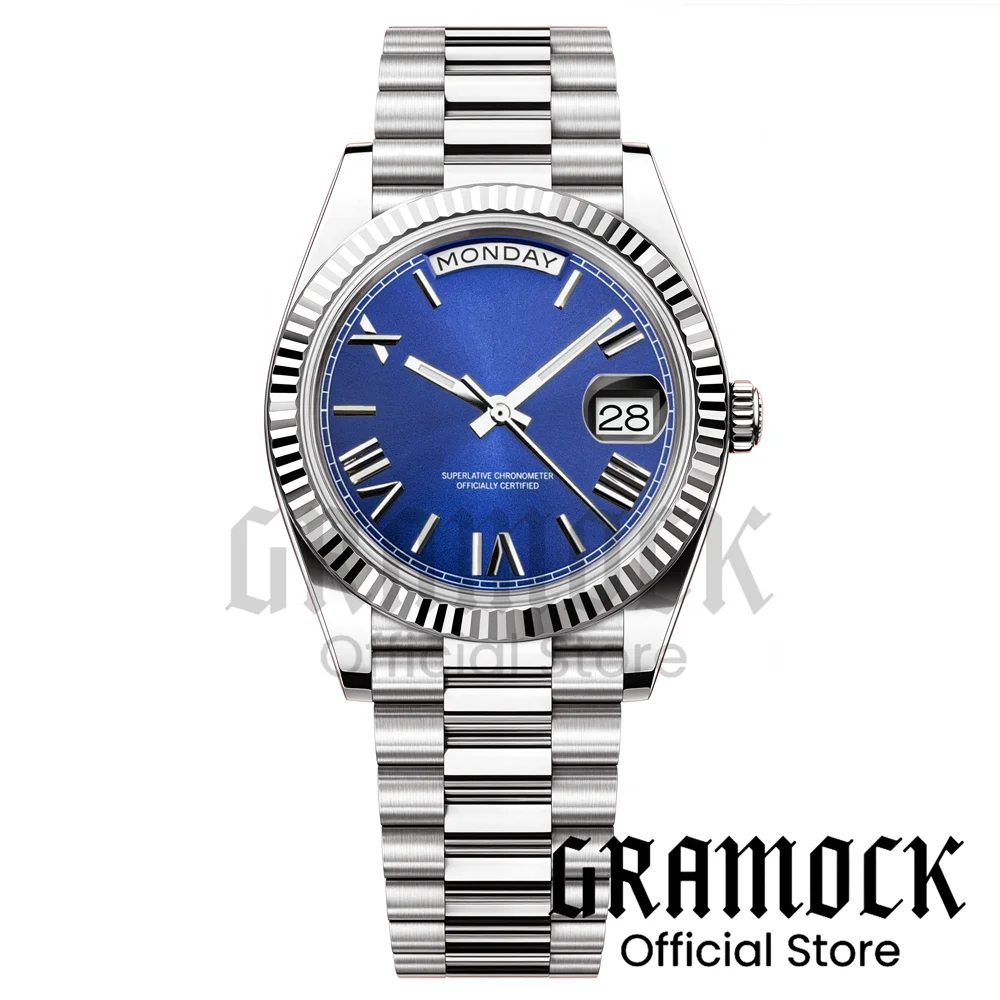 Custom Logo Clock Men's Luxury Rose Gold Mechanical Wristwatch Week Date Calendar MIYOTA 8285 Movement Waterproof Watch For Men