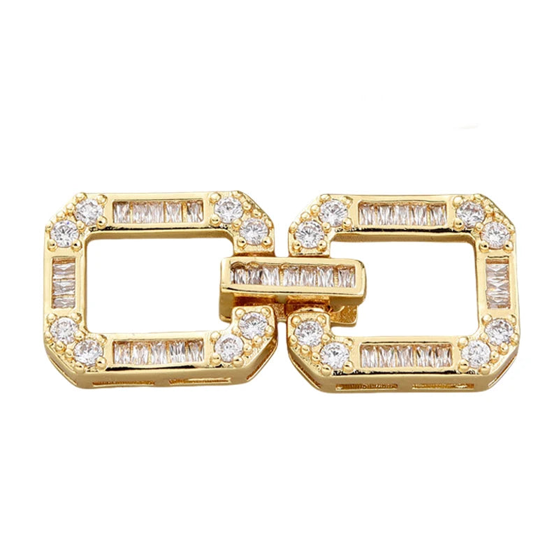 Juya DIY Copper 18K Gold Plated Pendant Connector Fastener Buttob Lock Clasps For Needlework Natural Stone Pearls Jewelry Making
