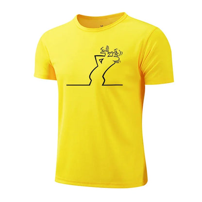 Men T-shirt Print Casual Exercise Short Sleeve Outdoor Sports Jogging Cycling Clothing Quick-Drying Mesh Tees Summer Sportswear