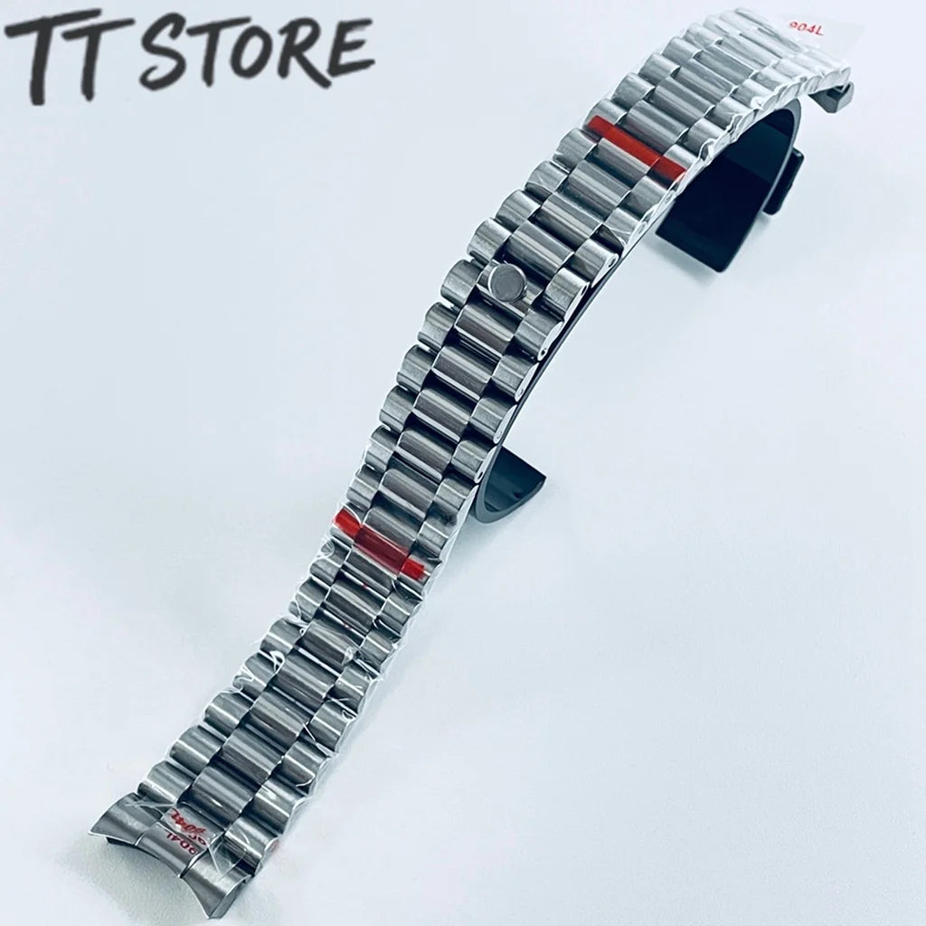 20mm Width 904L Solid Stainless Steel Watch Band Brushed Polished Oyster Bracelet Folding Buckle Glide Lock Clasp