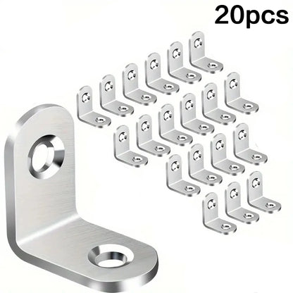 40/20pcs Stainless Steel L Brackets - Small Right Angle Corner Brace for Shelves, Wood Furniture, Chair，Furniture accessories
