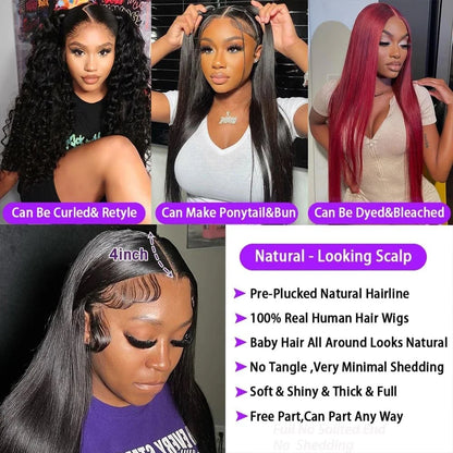 Straight 13x4 13x6 Lace Frontal Human Hair Wigs For Black Women Cheap Straight Human Hair Wig Brazilian Wig PrePluck