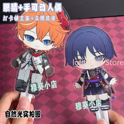 Genshin Impact Wanderer Pantalone Il Dottore Flins Acrylic Figure Movable Figurine Check-in Stick Ornament Birthday Gift Csoplay