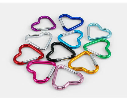 5pcs Aluminum Alloy Colorful Heart Spring Clasps  Carabiner Keychain Clips Hook Dog Chain Diy Jewelry Buckle Connector Supplies