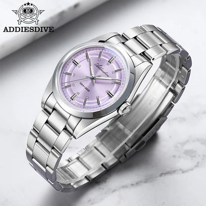 ADDIESDIVE Luxury Men Quartz Watch 36mm Super Luminous Bubble Mirror Glass Waterproof Watches For Man Stainless Steel Watch Male