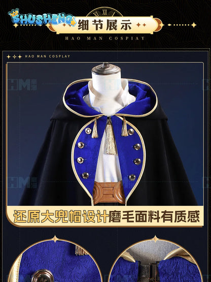In stock Witch Hat Atelier Olruggio XS-XXL Cosplay Costume Wig Tongari Boushi Atelier Black Cape With Blue Lining Man Halloween