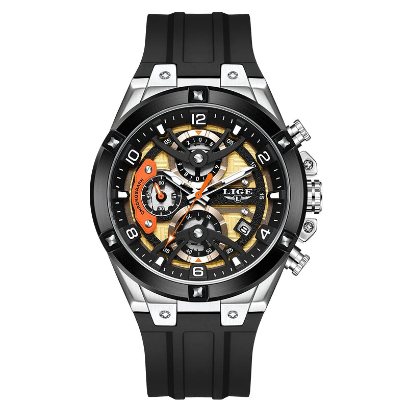 LIGE Simple Fashion Quartz Man Watch Silicone Outdoor Casual Sports Waterproof Luminous Calendar Random Gift Box Watches for Men