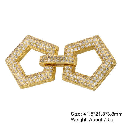 Juya DIY Copper 18K Gold Plated Pendant Connector Fastener Buttob Lock Clasps For Needlework Natural Stone Pearls Jewelry Making