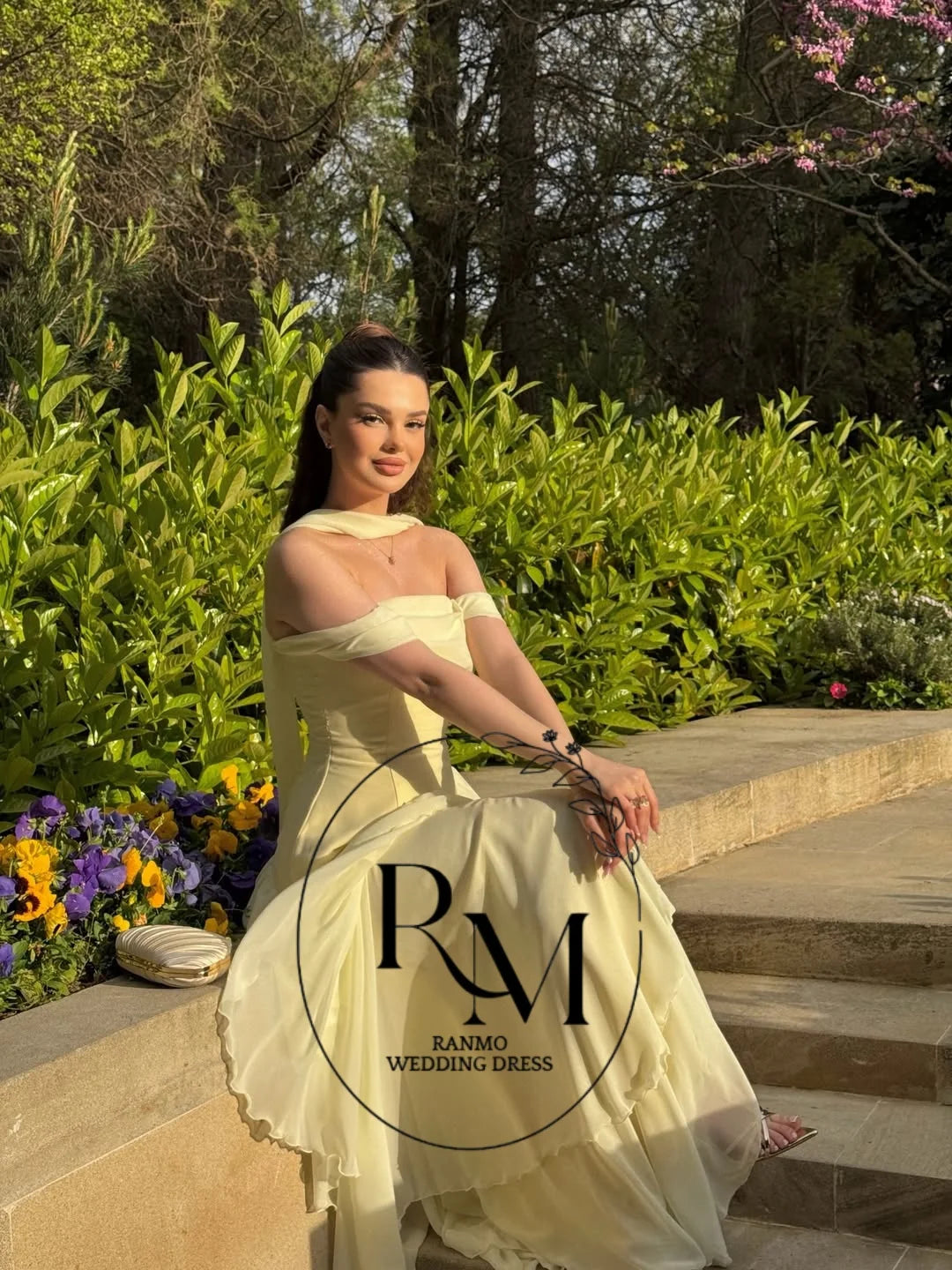 Ranmo Prom Gown Yellow Strapless 2026 A Line Ruffled Party Gown Chiffon Floor Length Evening Dress Vestidos De Gala Customized