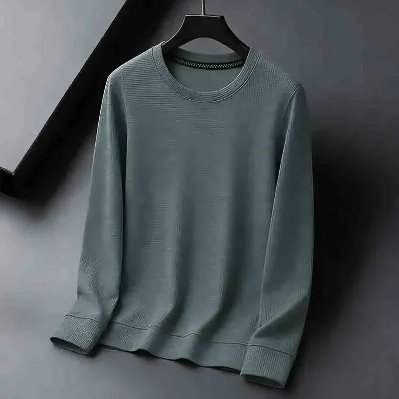 2026 New Arrival Men's Basic Solid Crew Neck Sweater Breathable Long Sleeve Knit Pullover