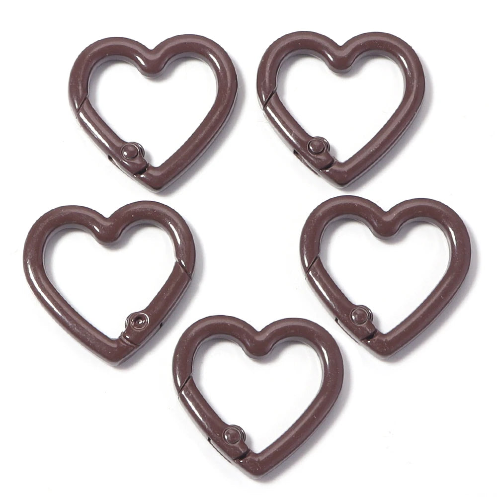5pcs Alloy Heart Spring Clasps Snap Hooks Carabiner Keychain Clips Dolls/Label Connector For Jewelry Making DIY Accessories
