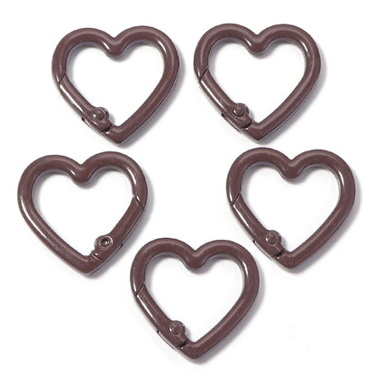 5pcs Alloy Heart Spring Clasps Snap Hooks Carabiner Keychain Clips Dolls/Label Connector For Jewelry Making DIY Accessories