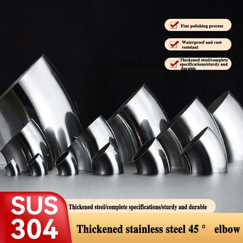 1Pcs 201/304 Stainless Steel 45 Degree Welded Elbow Pipe Fitting Industrial Sanitary Grade Stair Handrail Connector