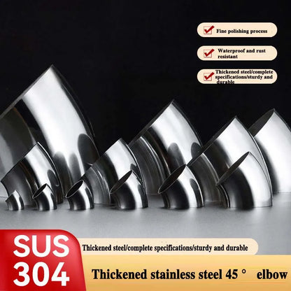 1Pcs 201/304 Stainless Steel 45 Degree Welded Elbow Pipe Fitting Industrial Sanitary Grade Stair Handrail Connector