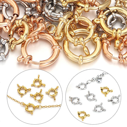 2pcs 316 Stainless Steel Sailor Clasps Round Spring Clasps Hooks For DIY Jewelry Making Bracelet Necklace End Clasps Connectors