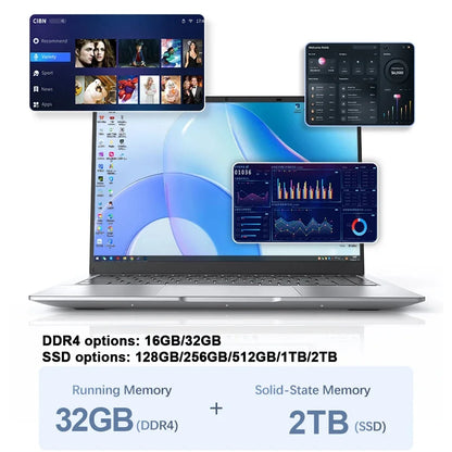Fashion Ultra Thin 14.1 Inch Laptop 2026 Latest Model Win11 System Fast Speed Office Study Entertainment Portable Laptop