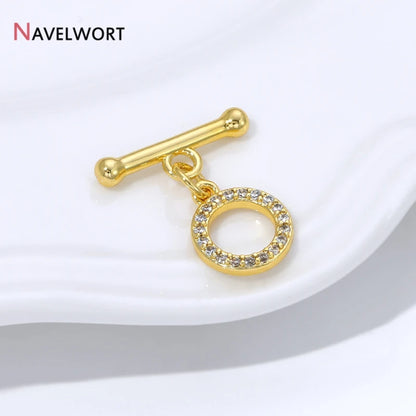 18K Gold Plated Brass Inlaid Zircon OT Clasps Connectors Toggle Clasps,for DIY Jewelry Making Necklaces Bracelets Accessories