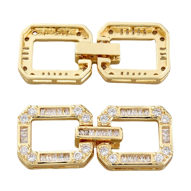 Juya 18K Gold Plated Decorative Sector Fastener Connector Lock Clasps Accessories For DIY Needlework Beads Pearls Jewelry Making
