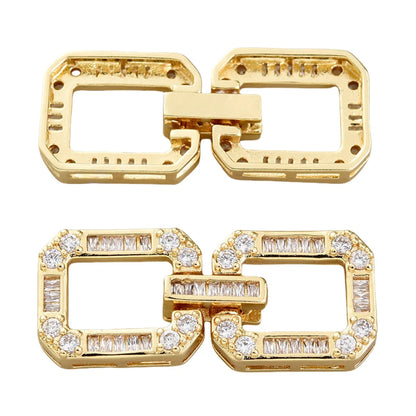 Juya 18K Gold Plated Decorative Sector Fastener Connector Lock Clasps Accessories For DIY Needlework Beads Pearls Jewelry Making