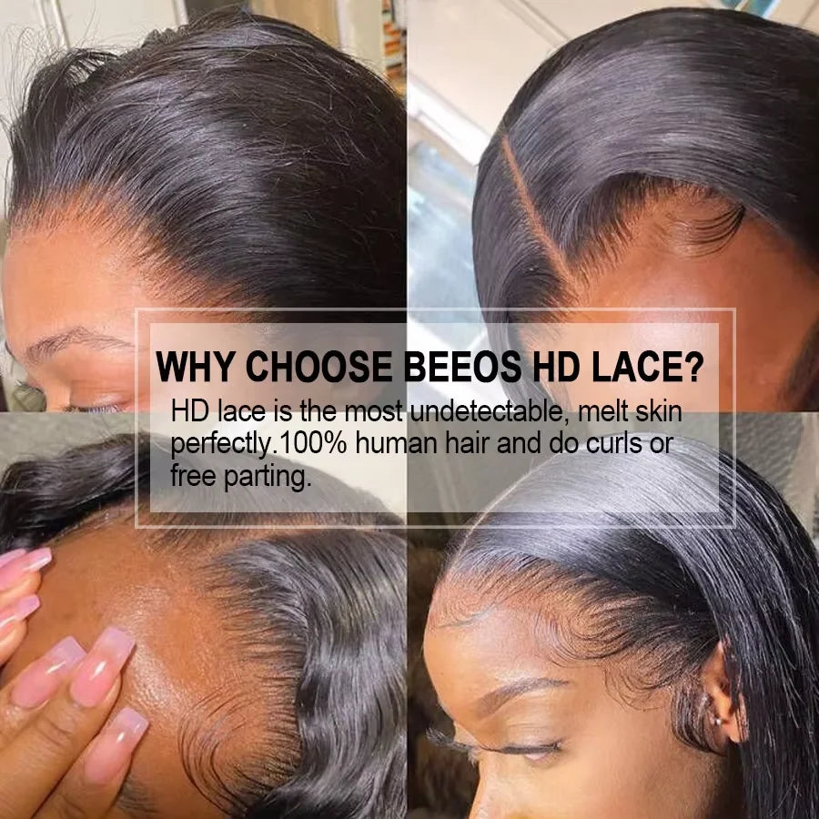 #1 Jet Black 13x6 HD Lace Frontal Human Hair Wigs Deep Wave Wigs Ultra Fitted Brazilian Virgin Hair Middle Part Bleached Knots