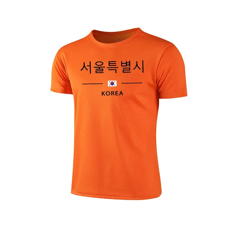 2026 Summer Mens T-shirt Print Casual Exercise Tops Outdoor Jogging Marathon Clothing Quick-Drying Mesh Tees Cycling Sportswear