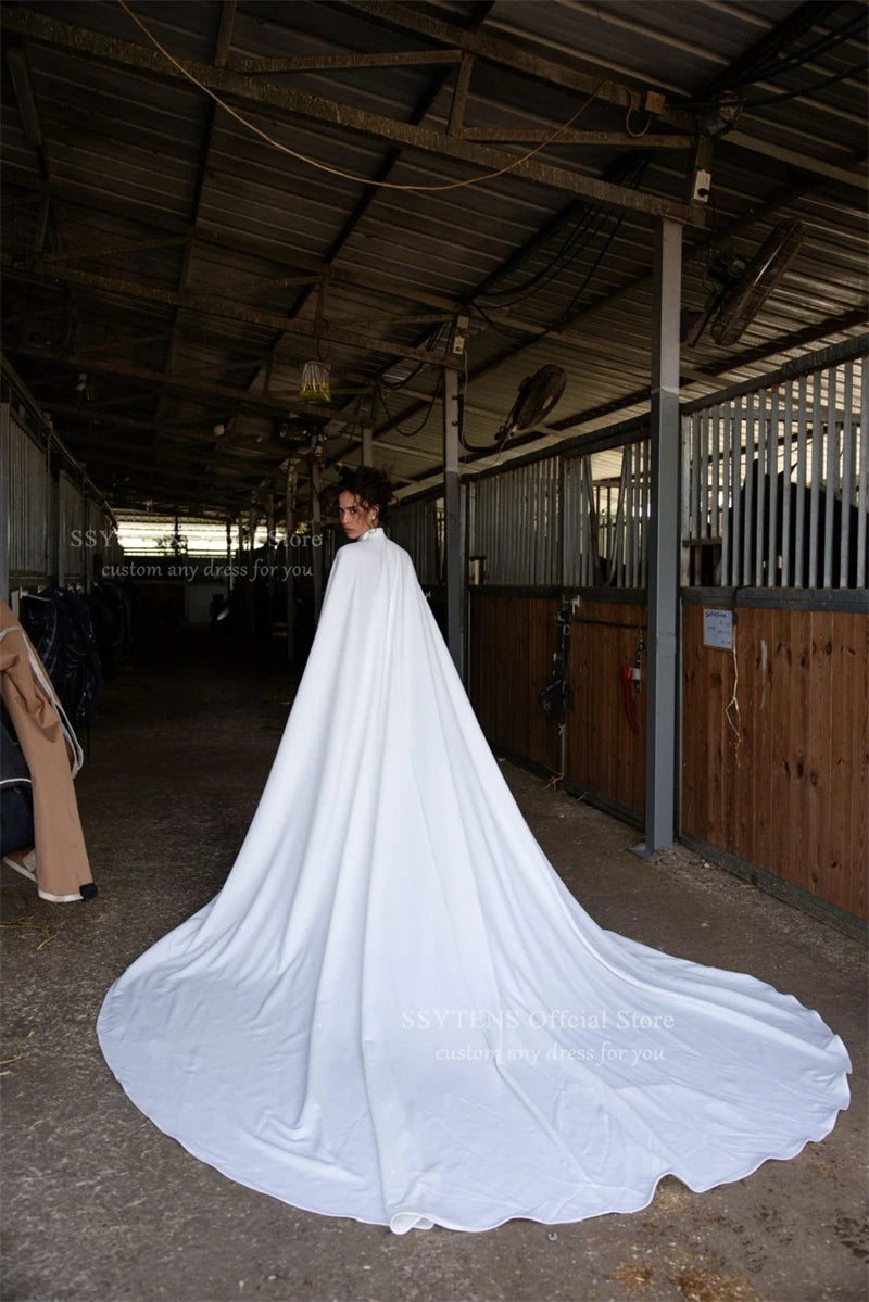 SSYTENS Modern Wedding Dresses Elegant Modest Mermaid Detachable Shawl Bridal Dresses Women Bride Evening Party Gowns Customized