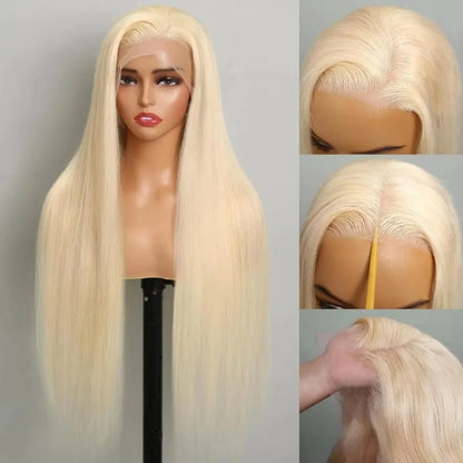 613 Blonde Human Hair Wig HD Lace Front Pre Plucked Natural Hairline Straight Blonde Lace Frontal Wig for Women 13x4 13x6 4x4