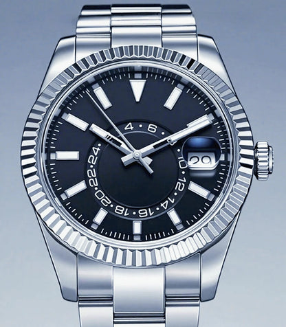 41mm Luxury Men Automatic Mechanical Movement Black Blue Gold Three Tone Luminous Waterproof Sapphire Glass Stainless Steel