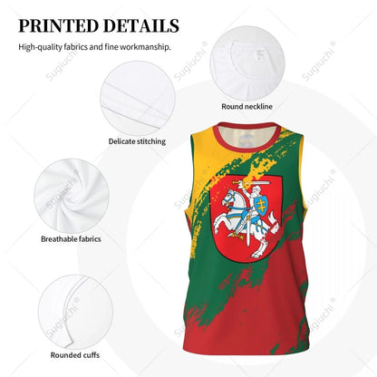 Men Basketball Sports Lithuania Flag Running Fitness Multifunction Jersey Sleeveless shirt Custom Name Nunber Exclusive