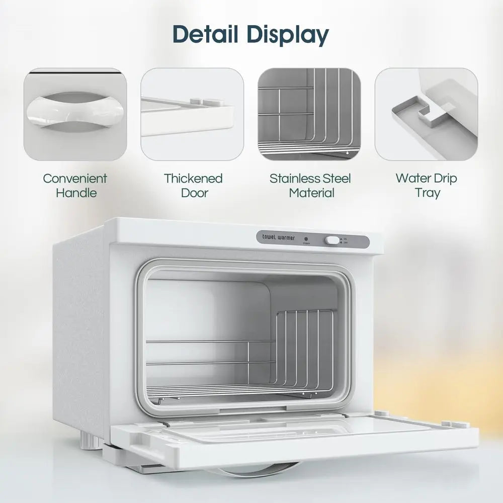 Compact 8L White Towel Warmer Cabinet for Spa, Beauty Salon, and Home Use