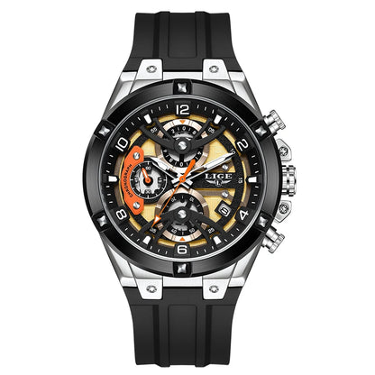 LIGE Simple Fashion Quartz Man Watch Silicone Outdoor Casual Sports Waterproof Luminous Calendar Random Gift Box Watches for Men