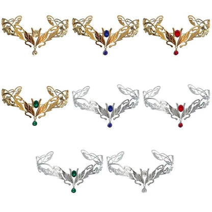 Vintage King Round Elves Crown Elegant Baroque Princess Diadems Leaf Leaves Forehead Alloy Rhinestone Headdress Wedding Ceremony