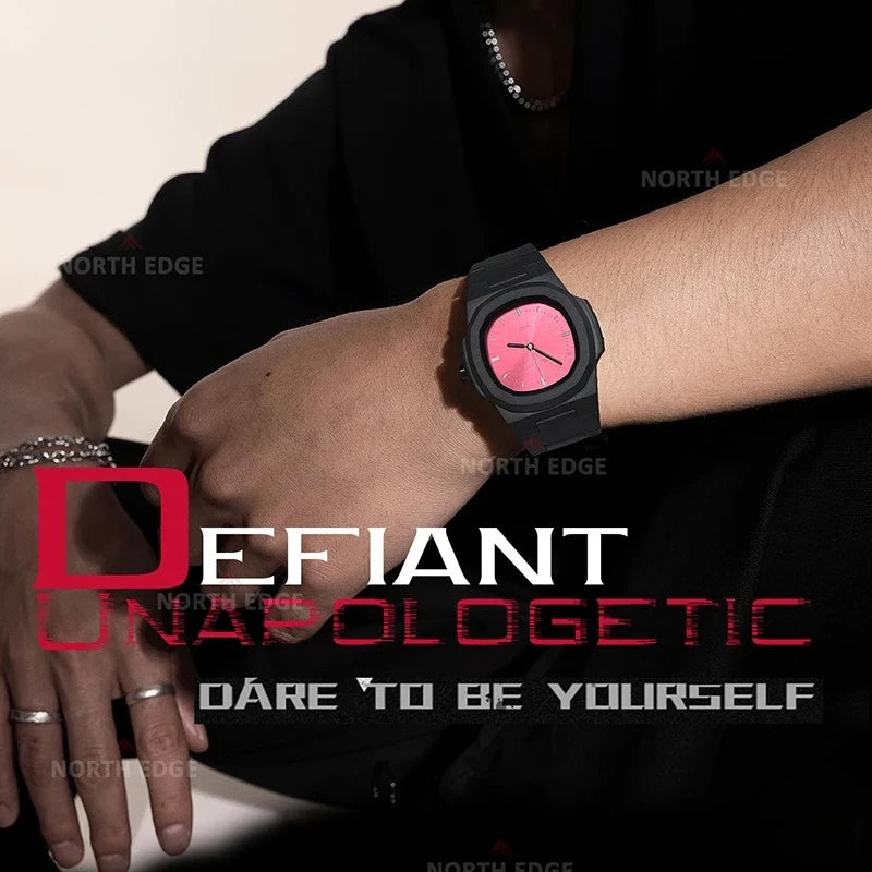 NORTH EDGE Watch for Man New VOLT Quartz Watch Fashion Light Resin Case Square Swimming 50M Waterproof Men Watches Gift Box