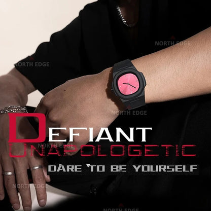 NORTH EDGE Watch for Man New VOLT Quartz Watch Fashion Light Resin Case Square Swimming 50M Waterproof Men Watches Gift Box