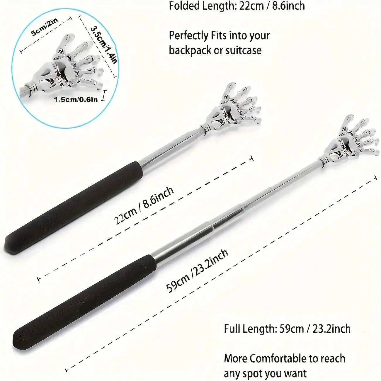 1PC Stainless Steel Retractable Telescopic Back Scratcher Adjustable Anti-Slip Ergonomic Handle Dual Purpose Itch Scraper & Gua Sha Tool Portable Lymphatic Muscle Massager Ideal Thanksgiving Birthday Christmas Gift