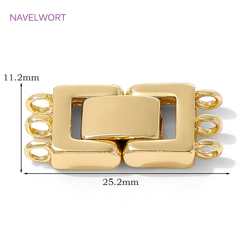 Multi Strands Necklace Clasp 18K Gold Plated Pearl Clasps Connector,Brass Fastener Closure Lock Clasps,DIY Jewelry Accessories