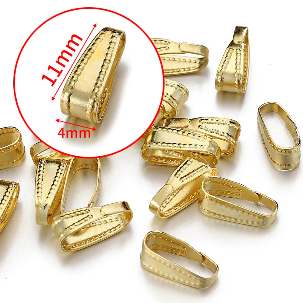 50pcs Stainless Steel Buckle Clasp Connectors for Pendants Charm Clip Pinch Bail Clasp Necklace DIY Jewelry Making Accessories