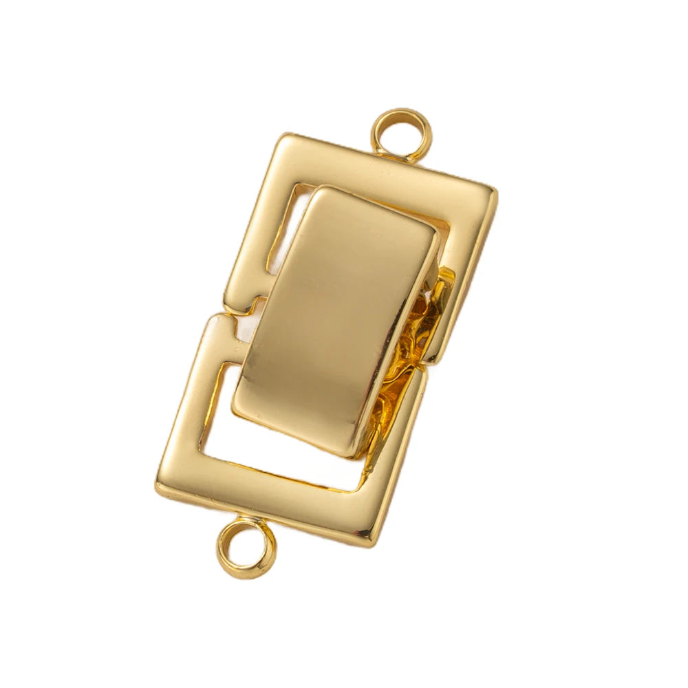 2pcs 14K Gold Plated Layered Clasp 2 Strands Necklace Layering Clasp Necklace Connectors Bar Links Slide Lock for Jewelry Making