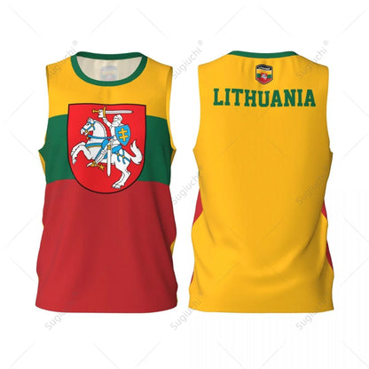 Men Basketball Sports Lithuania Flag Running Fitness Multifunction Jersey Sleeveless shirt Custom Name Nunber Exclusive