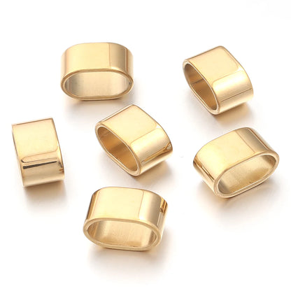 6pcs Flat Stainless Steel Tube Slider Beads Position Beads Big Hole Metal Beads DIY Leather Bracelet Clasps For Jewelry Making