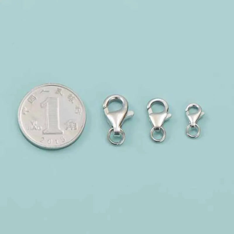 2pcs Genuine Real Pure Solid 925 Sterling Silver Lobster Buckle Clasps Claw Gold Buckles Connector Jewelry Making Findings