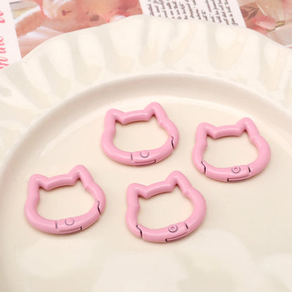 1pc/bag Alloy Spring Clasps Colorful Cute Cat Shape Spring Ring Carabiner Clips For DIY Keyring Lanyard Keychain Making Findings