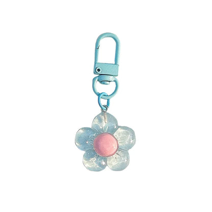 Cute Flower Keychains for Women Clear Resin Keychain Lobster Clasp Bag Purse Charms Backpack Decorations Jewelry DIY Accessories