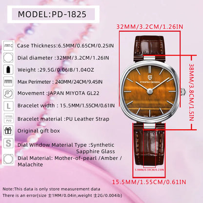 PAGANI DESIGN 2026 New Quartz Watch Top Brand Waterproof Watch Sapphire Glass Classic Leather 32mm Women Wristwatch Gift Watches